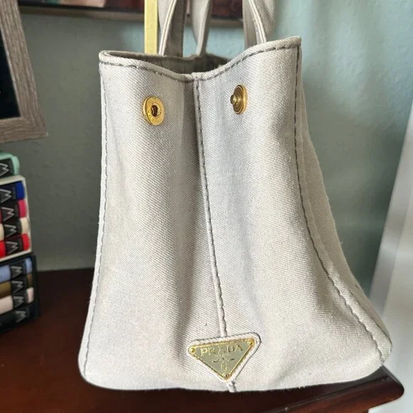 Prada Beige Canvas Tote Satchel - Picture 5 of 17